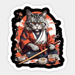 Cool Cat Sushi Art Sticker